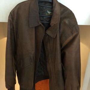 Brown leather coat with black marbling.  Size 2X